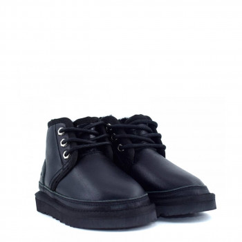 UGG Kids Neumel Zip Leather Black 
