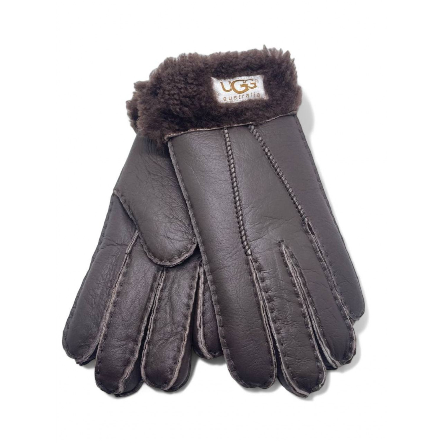 UGG Men Sheepskin Gloves Leather Chocolate 