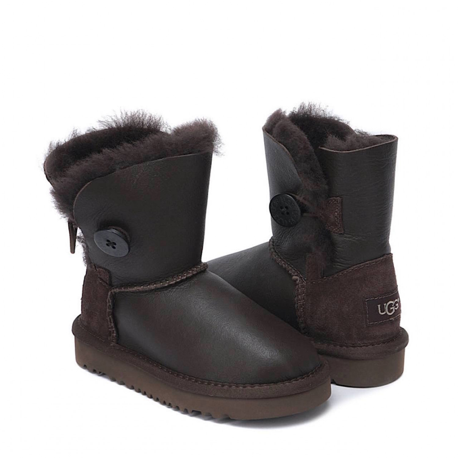 UGG Kids Bailey Button Metallic Chocolate 